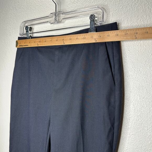 Zara Navy Blue Micro Tweed Straight Leg Cuffed Trouser Pant 6 - Picture 11 of 13